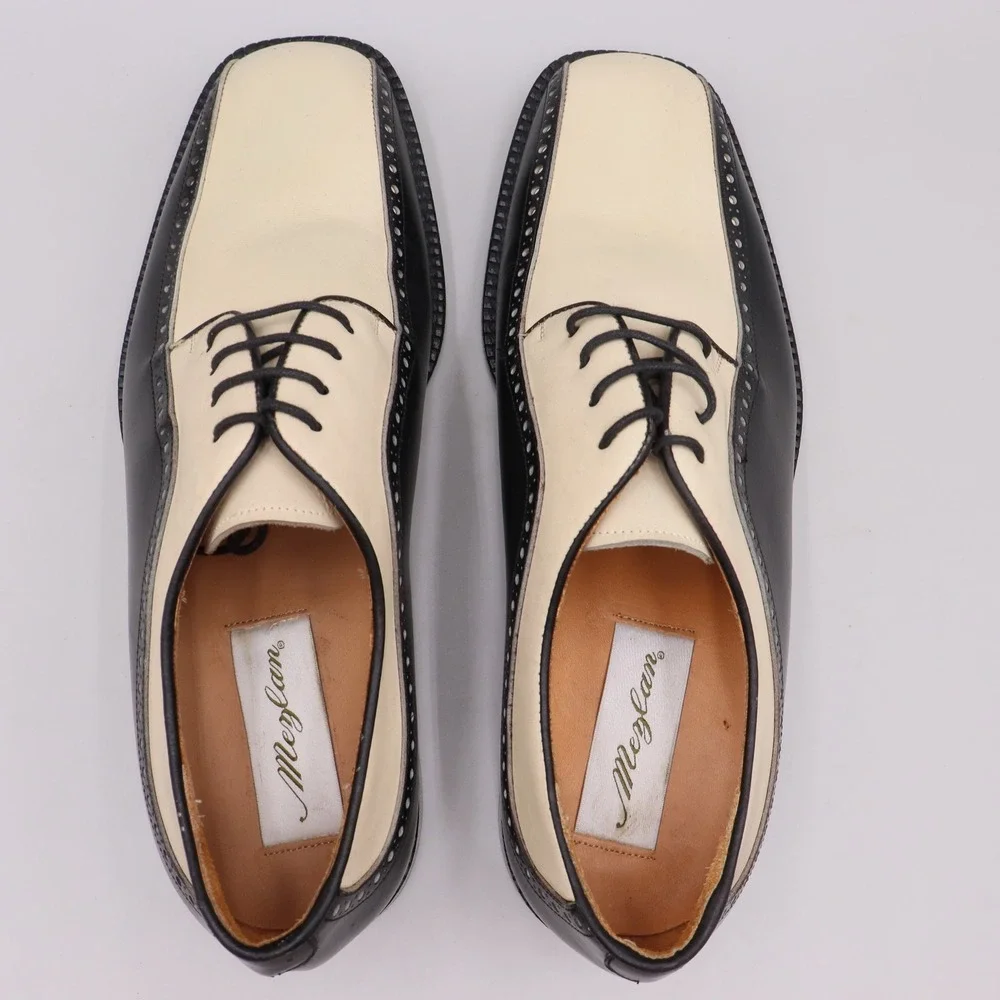 Mezlan Pesaro Mens Size 9M US Two Tone Leather Wingtip Spectator Oxford Shoes